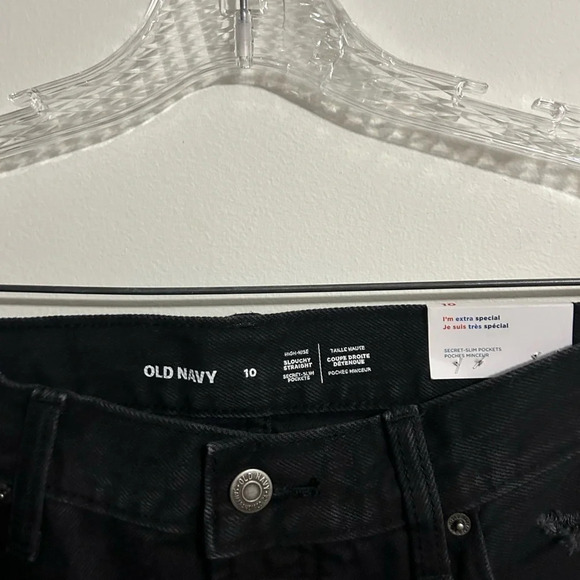 NWT Old  Navy Black Slouchy Straight Jeans - Picture 3 of 4